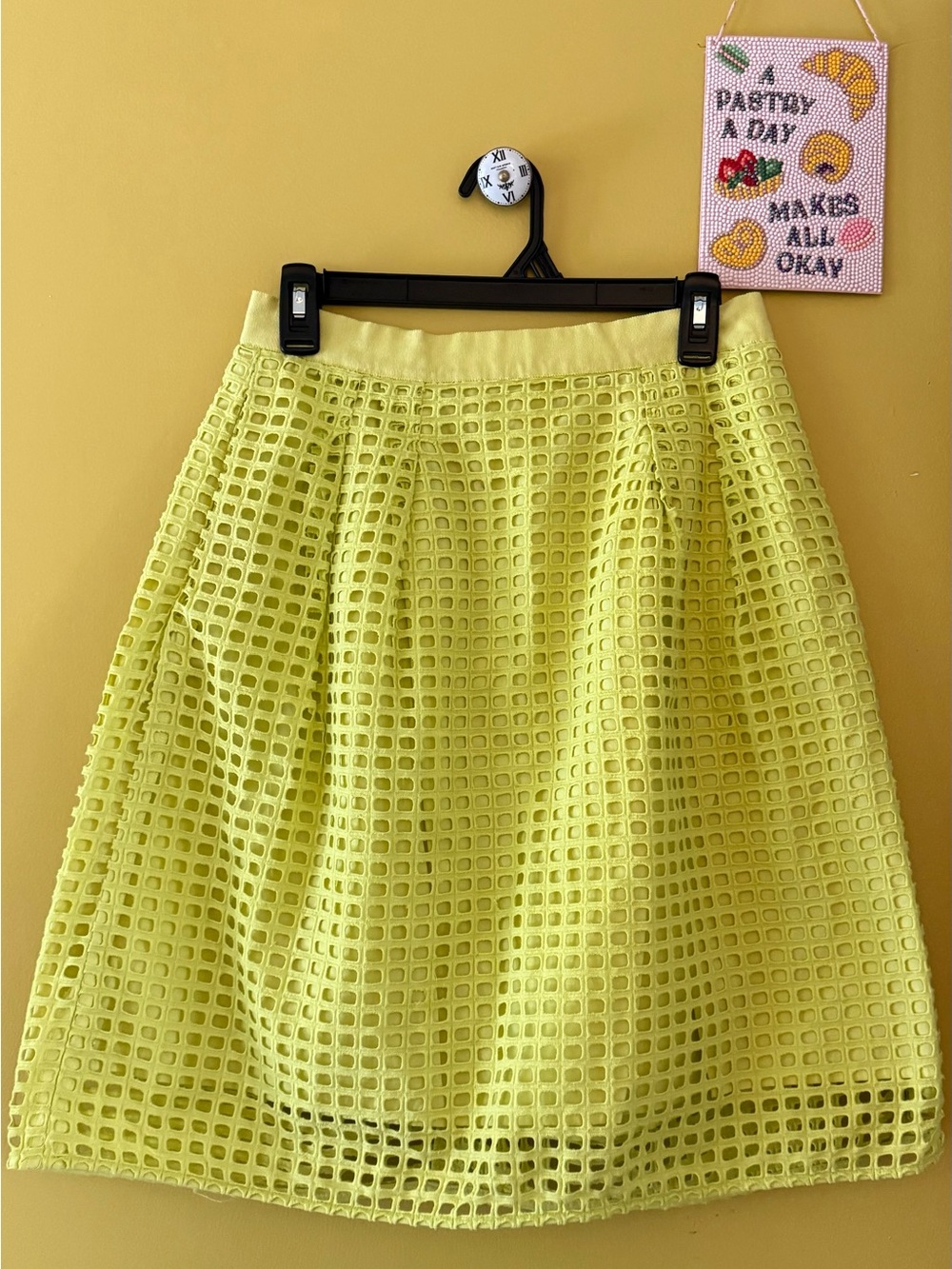 LOFT Neon Yellow A-Line Skirt